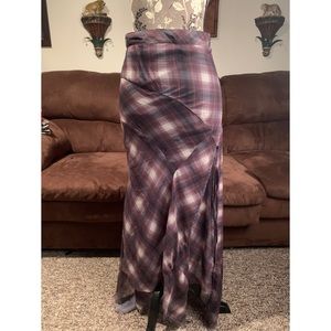 UNIF distressed plaid maxi Skirt